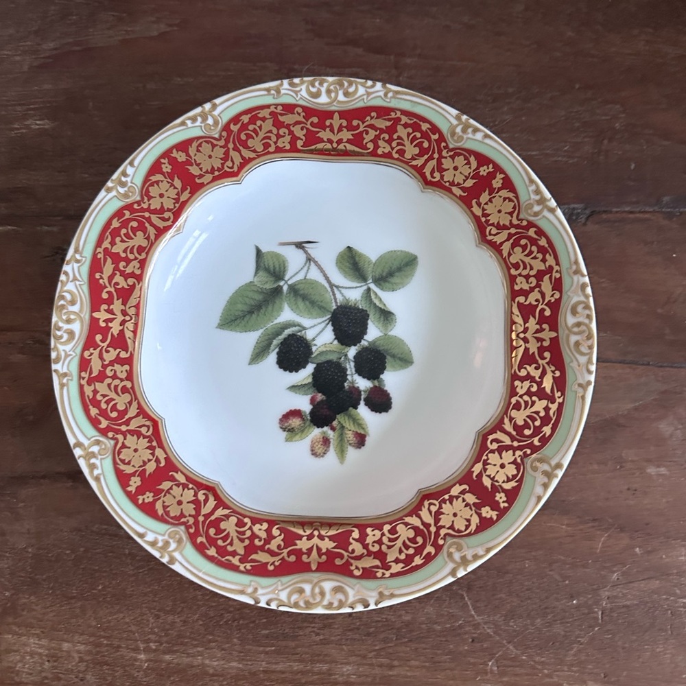 Elegant Red and Gold Dinner Plate Paris France